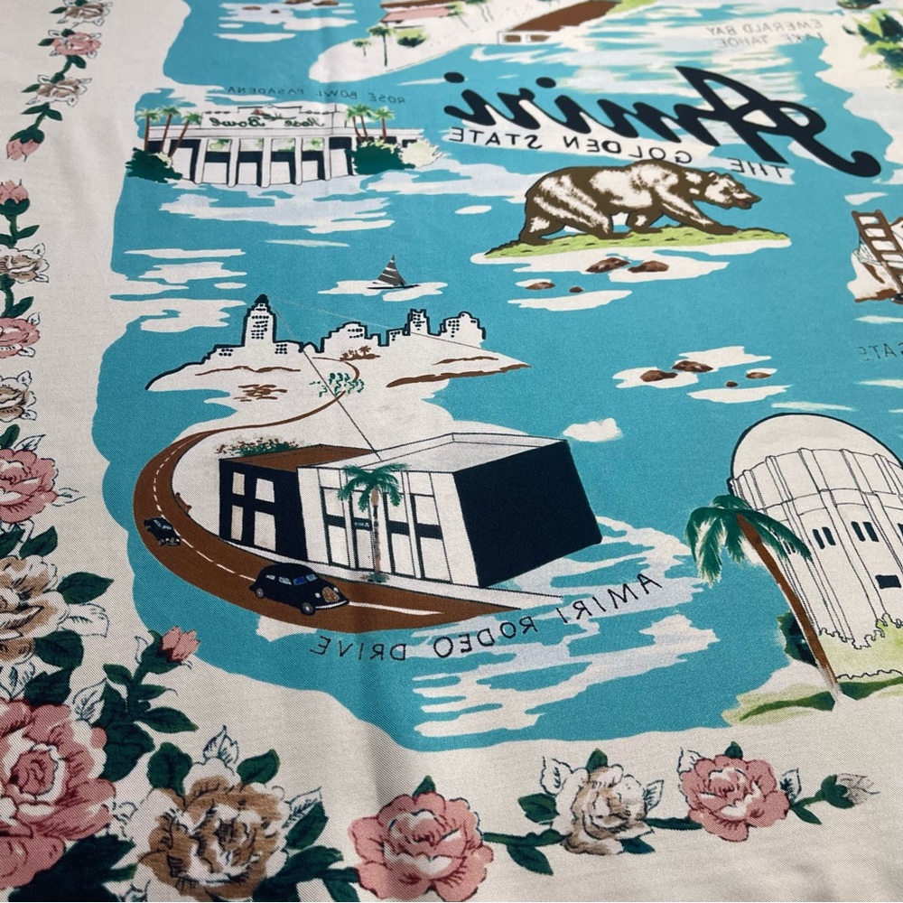 AMIRI California Hawaiian Map White Multi Silk Scarf Size One Size - Picture 8 of 10